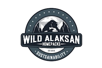 design animals wild alaskan sea foods brand logo