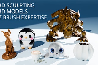 create, sculpt 3d designs on zbrush