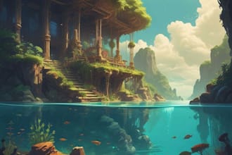 draw anime style background art illustration for vtuber