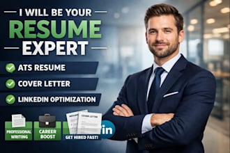 write ats resume, cover letter,  linkedin opt