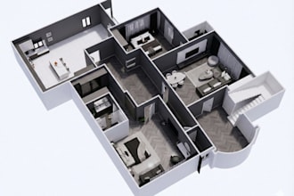 create 3d floor plan interior rendering