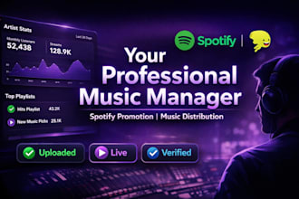 be your music manager for spotify promotion and music distribution