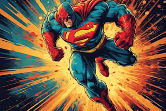 illustrate a superhero pop art