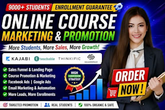 do online course promotion kajabi teachable thinkific squarespace sales funnel