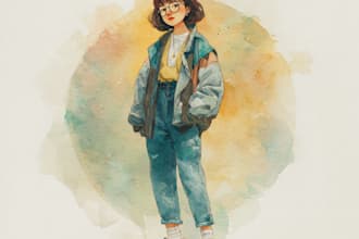 draw an illustration in traditional watercolor