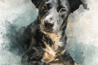 custom pet portrait, digital art, watercolor, pet memorials