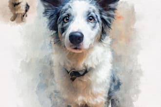 draw custom pet portrait in watercolor illustration style