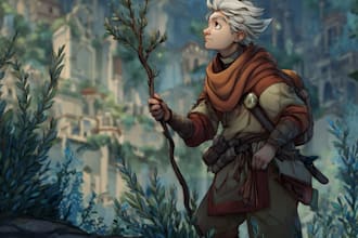 draw a character illustration in a fantasy world