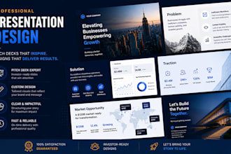design investor pitch deck, presentation design, powerpoint design, sales deck