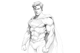 superhero sketch portrait and illustrations