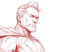 superhero sketch portrait and illustrations