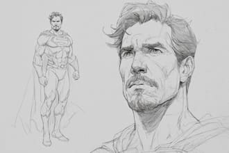 create a superhero realistic portrait sketch