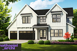 do 3d bungalow exterior design, single story exterior rendering and home design