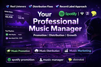 be your professional music manager for promotion and distribution