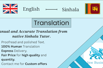 manual translate english to sinhala  within 2 hours