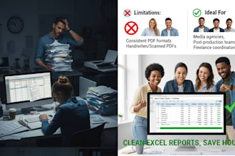 automate PDF timesheets into excel reports for film and media crews