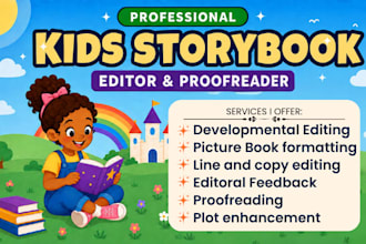 edit and proofread children story book, picture book, kids book and kids story