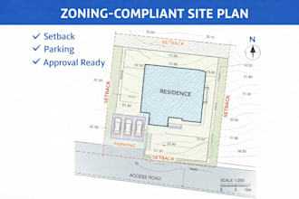 create a site plan with setback parking and zoning compliance