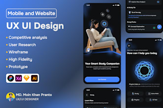 design modern ai app UI UX and website using figma