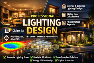 exterior, interior lightning design, evo dialux, photometric analysis