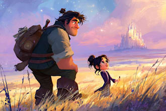 draw magical disney style art for you