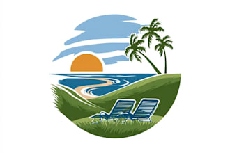 design beach landscape and lawncare logo