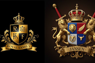 design custom coat of arms family crest heraldic emblem logo