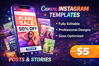 design professional canva instagram post and story templates