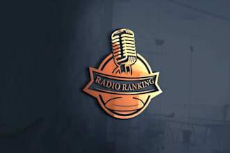 create modern podcast logo design for music studio radio entertainment