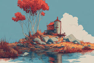 the landscape illustration or concept art