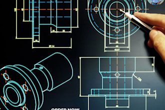 draw autocad 2d mechanical engineering or technical drawings
