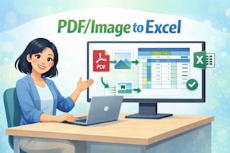 do expert PDF to excel, image to excel, and data entry professionally