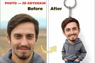 create a realistic 3d figurine keychain from your photo