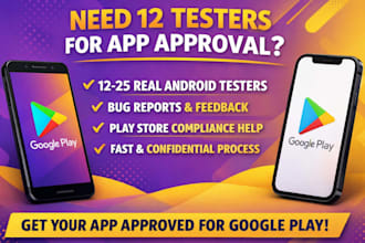 provide 12 testers 25 testers google play app testing play store close testing