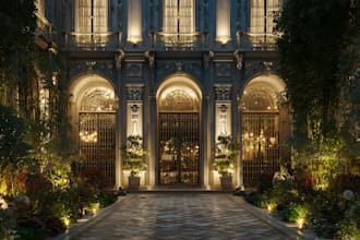 exterior lighting design, facade or landscape lighting