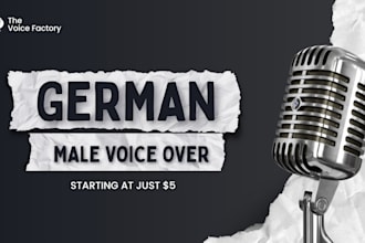 provide a german male voice over with a deep, charming voice