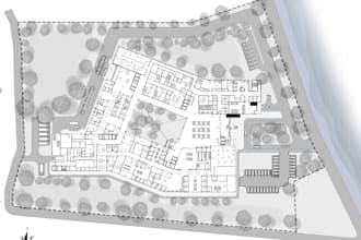 architectural site plan, master plan, and landscape plan rendering