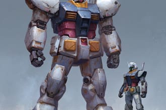 design mecha gundam and humanoid character concept for you
