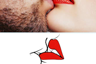 turn your couple kiss photo into elegant minimalist line art