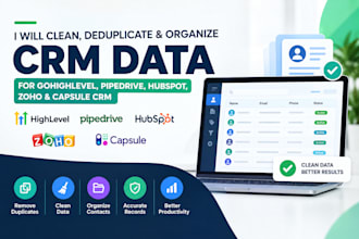 clean deduplicate organize gohighlevel pipedrive hubspot zoho capsule CRM data