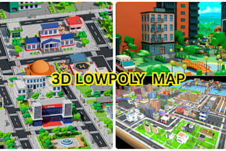 create lowpoly world maps, isometric environment, full lowpoly game assets packs