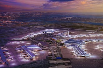 do 3d airport design, airport landscape, airport terminal, airport elevation