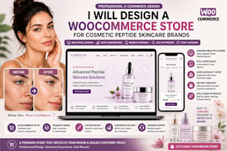 design cosmetic peptide woocommerce website, cosmetic skincare peptide store