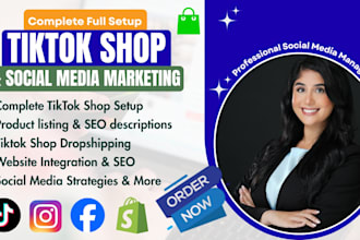 shopify social media marketing setup tiktok shop dropshipping store ig fb ads