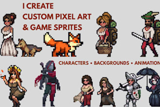 create custom pixel art game sprite sheet pixel animation 2d character game art