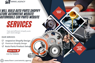 build auto parts shopify store, automotive website, and car parts store