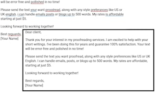 proofread and edit short texts for grammar and clarity