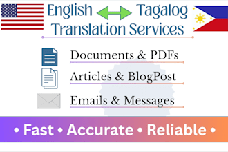 translate your documents, articles, or messages from english to tagalog