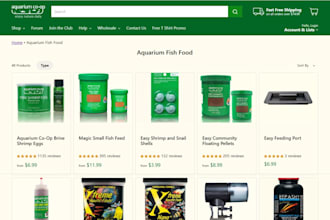 design fish food store aquarium supplies shopify store water treatment website