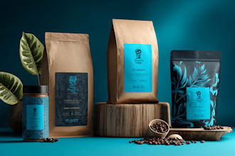 custom coffee packaging, bag, label and pouch design